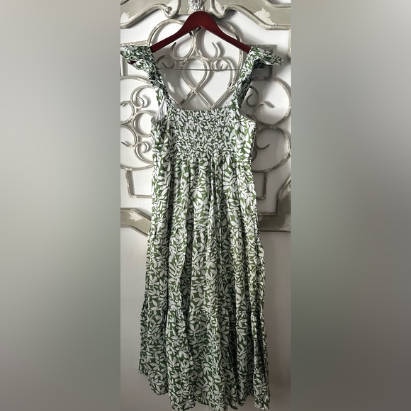 Abercrombie & Fitch Ruffle Strap Smocked Midi Dress Size L Tall - Picture 3 of 10